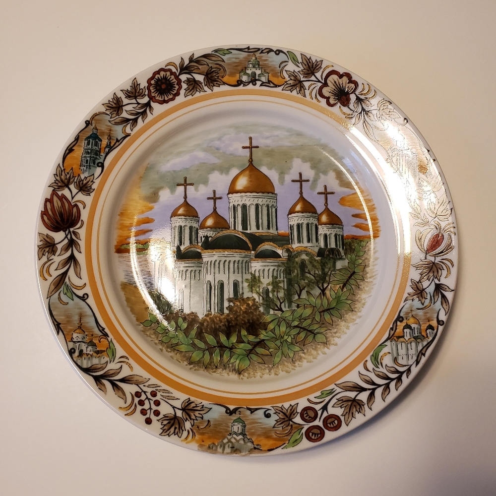 Decorate plate. Handmade. Russian porcelain fabric